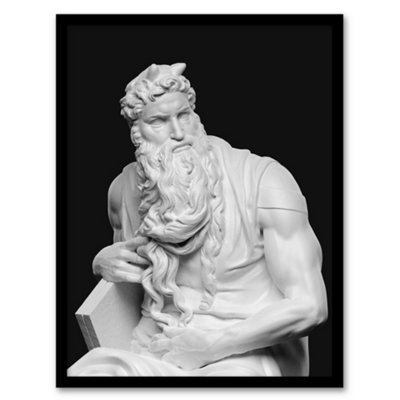 Artery8 Michelangelo Buonarroti Framed Wall Art Print Moses Sculpture StatueA4 Size from B&Q
