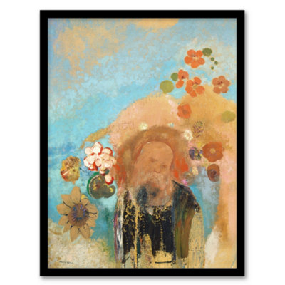 Artery8 Odilon Redon Framed Wall Art Evocation Of Roussel Floral PortraitA4 Size from B&Q