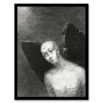 Artery8 Odilon Redon Framed Wall Art Print Fallen Angel Spreads Black WingsA4 Size from B&Q