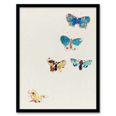 Artery8 Odilon Redon Framed Wall Art Five Butterflies Watercolour PaintingA4 Size from B&Q