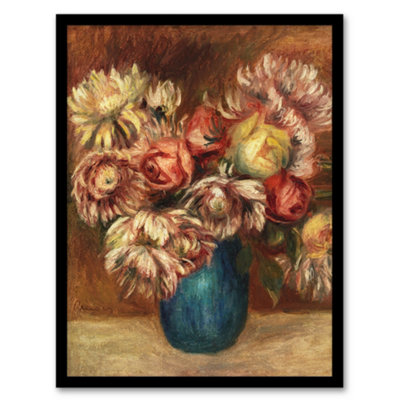 B&Q -  Pierre Auguste Renoir Framed Wall Art Print Flowers In A Green VaseA4 Size