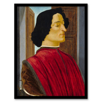 Artery8 Sandro Botticelli Framed Wall Art Print Giuliano De Medici PortraitA4 Size from B&Q