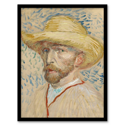 Artery8 Vincent Van Gogh Framed Wall Art Print Self Portrait With Straw HatA4 Size