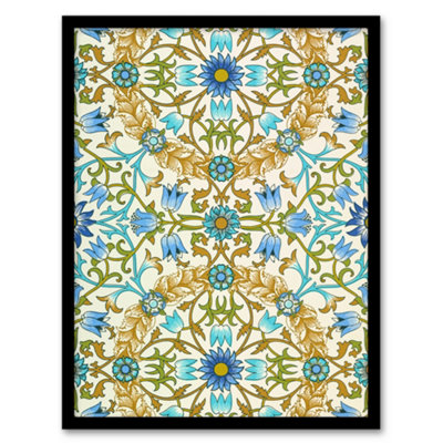 Artery8 William Morris Framed Wall Art Print Blue Floral Vine PatternA4 Size from B&Q