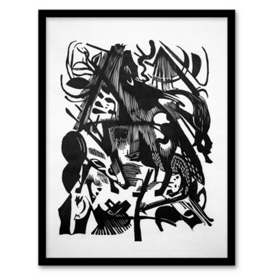 Artery8 Franz Marc Framed Wall Art Birth Of The Wolves Abstract PaintingA4 Size from B&Q