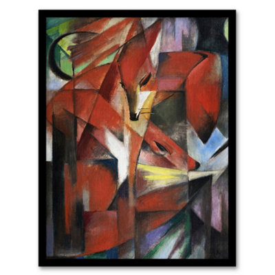 Artery8 Franz Marc Framed Wall Art The Foxes Colourful Abstract PaintingA4 Size from B&Q