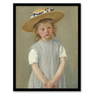 Artery8 Mary Cassatt Framed Wall Art Print Child In A Straw Hat PaintingA4 Size