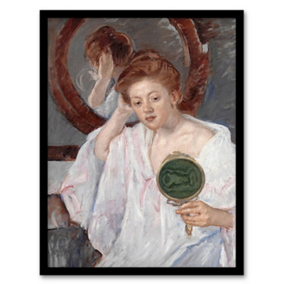 Artery8 Mary Cassatt Framed Wall Art Print Denise At Her Dressing TableA4 Size