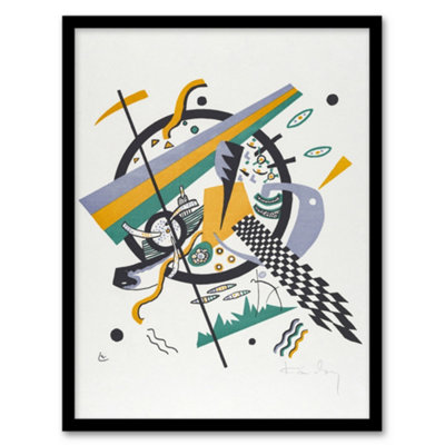 Artery8 Wassily Kandinsky Framed Wall Art Worlds Iv Abstract Painting - A4 Small