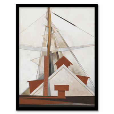 B&Q -  Charles Demuth Framed Wall Art Print Sailboat Masts Cubist PaintingA4 Size