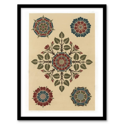 Artery8 Ga And Ma Audsley Framed Wall Art Vintage Stylised Rose Flower PatternA4 Size from B&Q
