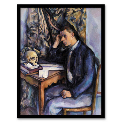 Artery8 Paul Cezanne Framed Wall Art Young Man And Skull Portrait PaintingA4 Size from B&Q