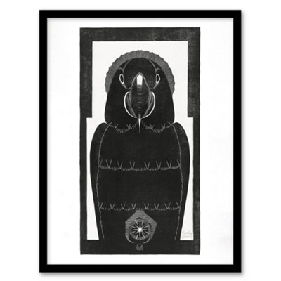 B&Q -  Samuel J De Mesquita Framed Wall Art Print Stylised Ara Macaw ParrotA4 Size