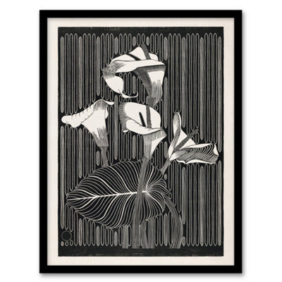 Artery8 Samuel J De Mesquita Framed Wall Art Stylised Calla Lily FlowersA4 Size from B&Q
