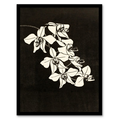 B&Q -  Samuel J De Mesquita Framed Wall Art Black And White Orchid FlowerA4 Size