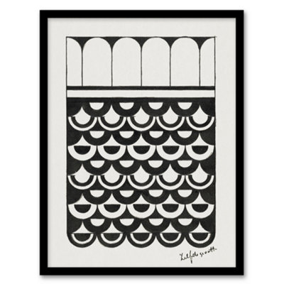 Artery8 Samuel J De Mesquita Framed Wall Art Geometric Ornament Of Scales - A4 Size