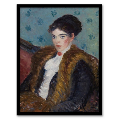 B&Q -  William James Glackens Framed Wall Art Print Girl With Fox FursA4 Size