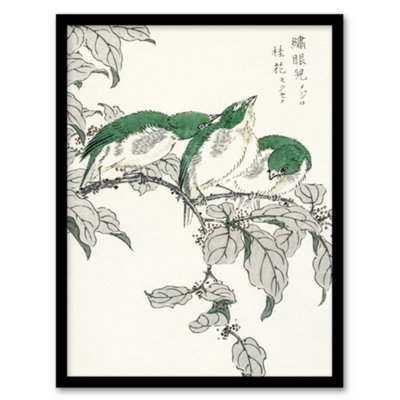 B&Q -  Numata Kashu Framed Wall Art Print White Eye And Osmanthus JapanA3 Size