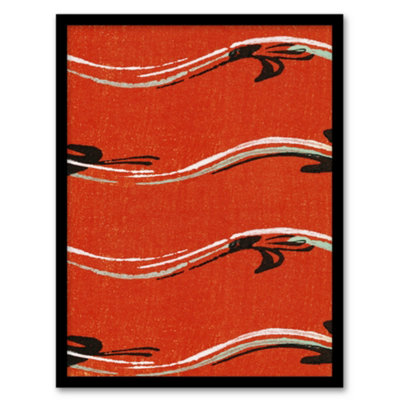 Artery8 Furuya Korin Framed Wall Art Vintage Pattern Abstract Birds In RedA3 Size from B&Q