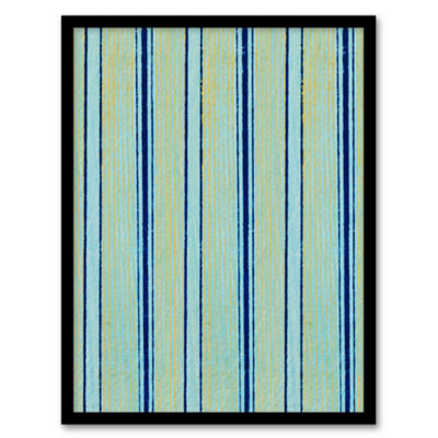 Artery8 Furuya Korin Framed Wall Art Print Blue Stripes Vintage PatternA3 Size from B&Q