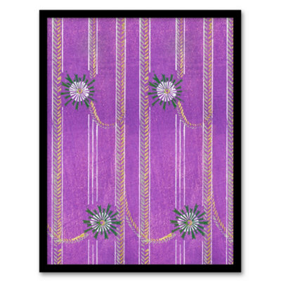 Artery8 Furuya Korin Framed Wall Art Print Purple Floral Vintage PatternA3 Size from B&Q