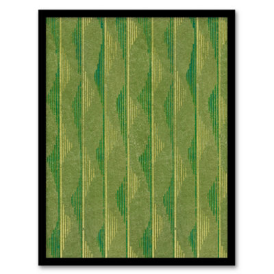 Artery8 Furuya Korin Framed Wall Art Print Green Lines Vintage PatternA3 Size from B&Q