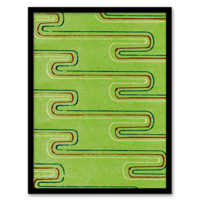 Artery8 Furuya Korin Framed Wall Art Print Green Red Line Textile PatternA3 Size from B&Q