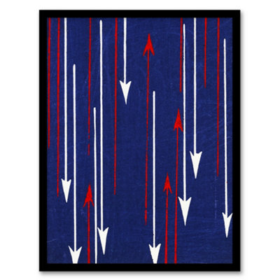Artery8 Furuya Korin Framed Wall Art Print Red Blue Arrows Textile PatternA3 Size from B&Q
