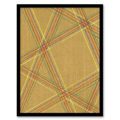 Artery8 Furuya Korin Framed Wall Art Print Abstract Geometric Plaid PatternA3 Size from B&Q