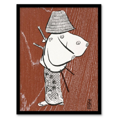 B&Q -  Kamisaka Sekka Framed Wall Art Print Samurai 1920 Vintage JapanA3 Size