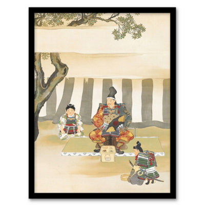 B&Q -  Kamisaka Sekka Framed Wall Art Print Kusunoki Masashige Before BattleA3 Size