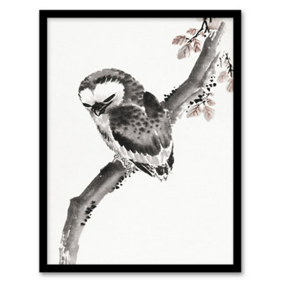 Artery8 Katsushika Hokusai Framed Wall Art Print Owl 1841 Album Of SketchesA3 Size from B&Q