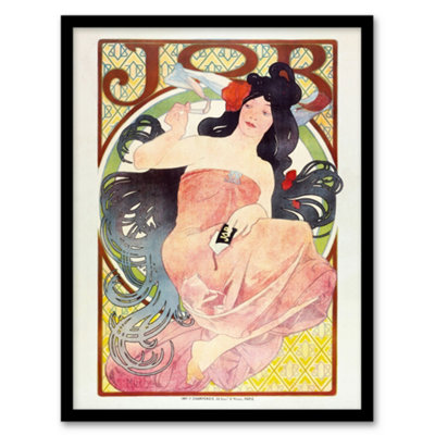 Artery8 Alphonse Mucha Framed Wall Art Art Nouveau Vintage Job Paper AdvertA3 Size from B&Q