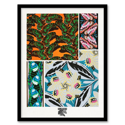 Artery8 Eugene Seguy Framed Wall Art Print Bright Vintage Butterfly PatternsA3 Size from B&Q