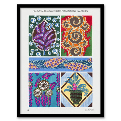 B&Q -  Eugene Seguy Framed Wall Art Print Colourful Vintage Floral DesignsA3 Size