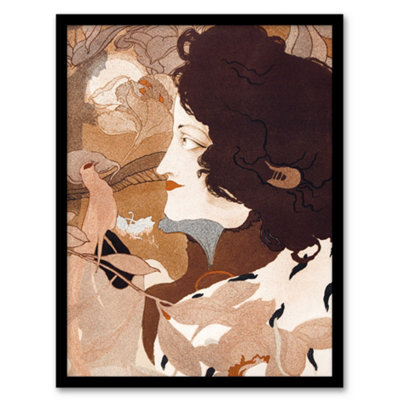Artery8 Georges De Feure Framed Wall Art Print Femme Fatale Portrait PaintingA3 Size from B&Q