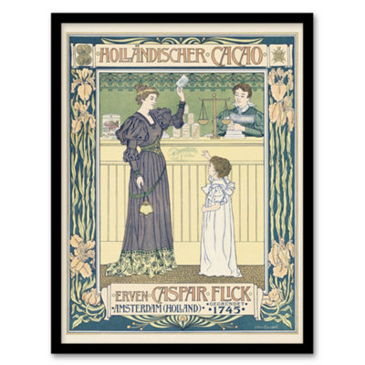 Artery8 Johann Georg Van Caspel Framed Wall Art Hollandischer Cacao AdvertA3 Size from B&Q