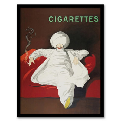 B&Q -  Leonetto Cappiello Framed Wall Art Job Vintage Advert Relaxing ManA3 Size