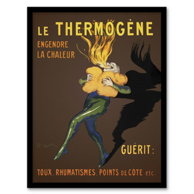 Artery8 Leonetto Cappiello Framed Wall Art Le Thermogene Vintage French AdvertA3 Size from B&Q