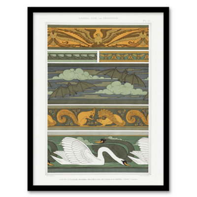 Artery8 Maurice Pillard Verneuil Framed Wall Art Birds Bats Squirrels SwansA3 Size from B&Q