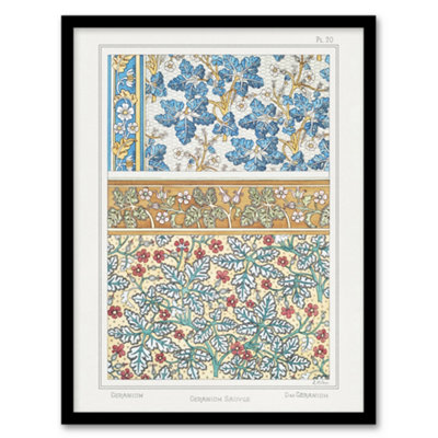B&Q -  Maurice Pillard Verneuil Framed Wall Art Geranium Flower PatternsA3 Size