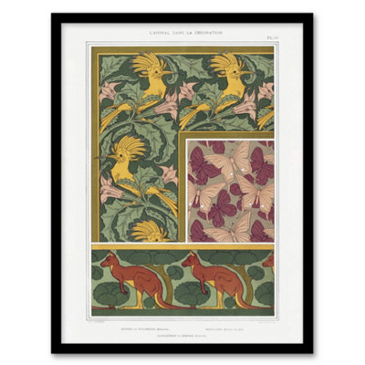 Artery8 Maurice Pillard Verneuil Framed Art Hoopoe Birds Butterflies Kangaroo PatternsA3 Size from B&Q