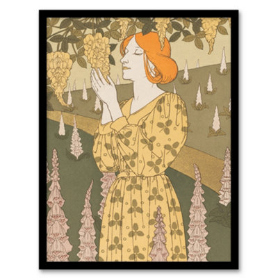 B&Q -  Maurice Pillard Verneuil Framed Wall Art Print Laburnum And FoxgloveA3 Size