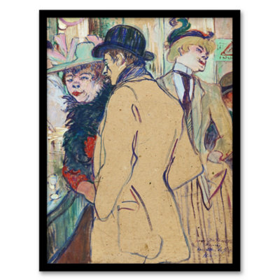 B&Q -  Toulouse Lautrec Framed Wall Art Print Alfred La Guigne In A CafeA3 Size