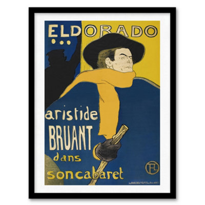 B&Q -  Toulouse Lautrec Framed Wall Art Print El Dorado Aristide BruantA3 Size