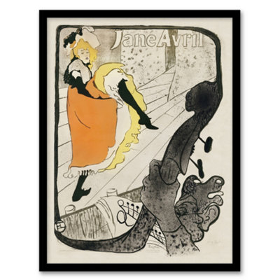 Artery8 Toulouse Lautrec Framed Wall Art Print Jane Avril Can Can DancerA3 Size from B&Q