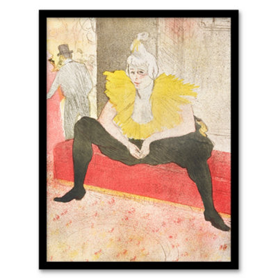 B&Q -  Toulouse Lautrec Framed Wall Art Print The Seated Clowness SketchA3 Size