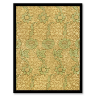 Artery8 William Morris Framed Wall Art Kennet Floral Pattern Orange GreenA3 Size from B&Q