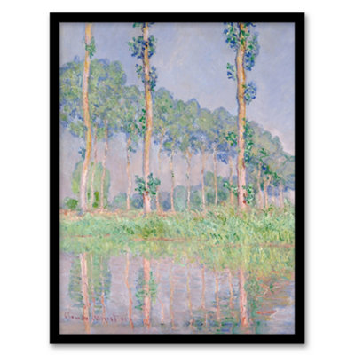 B&Q -  Claude Monet Framed Wall Art Print Poplars Pink Effect LandscapeA3 Size