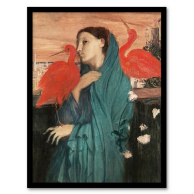 Artery8 Edgar Degas Framed Wall Art Print Young Woman With Ibis BirdsA3 Size from B&Q